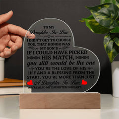 To My Daughter-in-Law Honor – Acrylic Heart Plaque